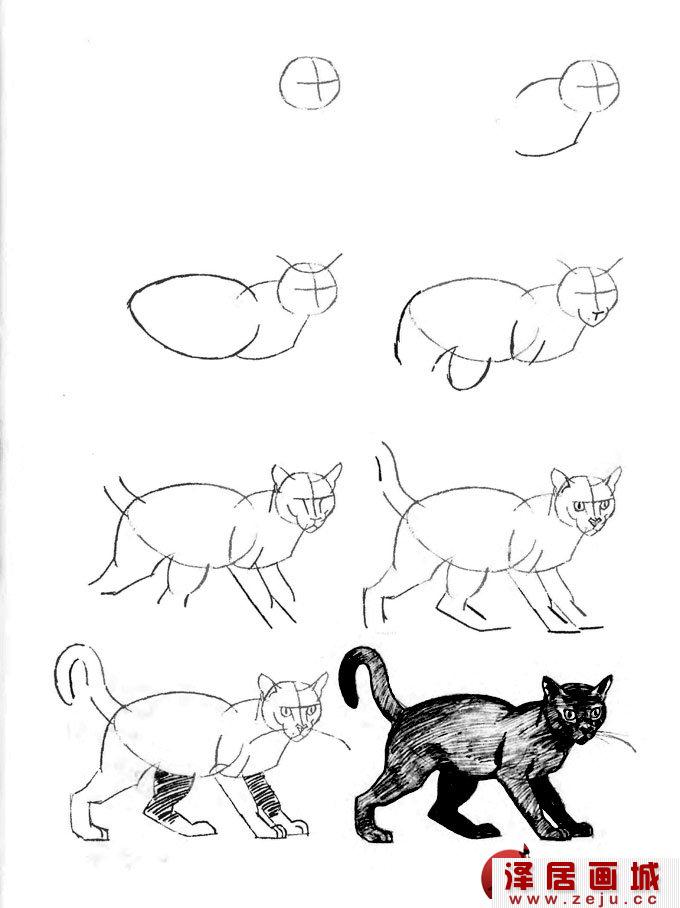 一笔画猫_笔画猫的简笔画_卡通简笔画猫